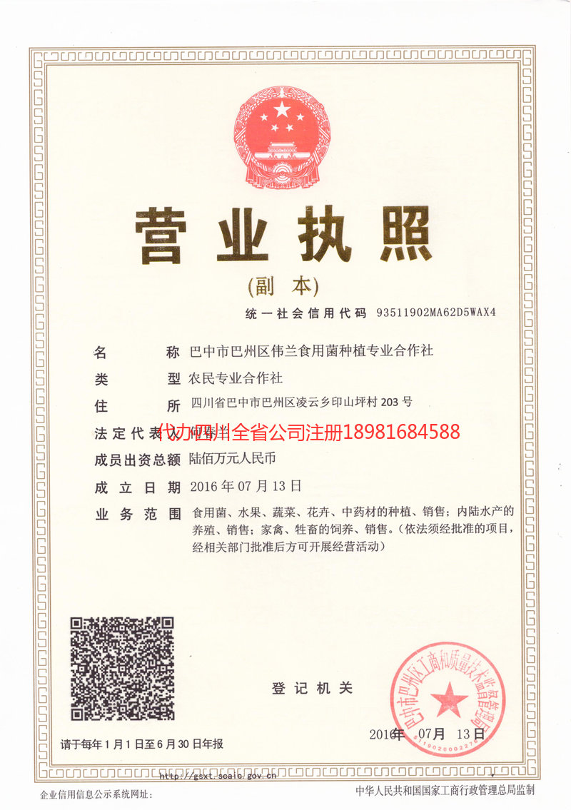 胶州胶州伟兰食用菌种植专业合作社